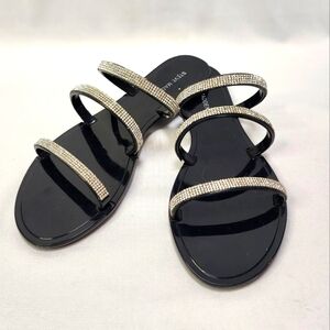 Steve Madden Black and Silver Sandals with Metallic Straps